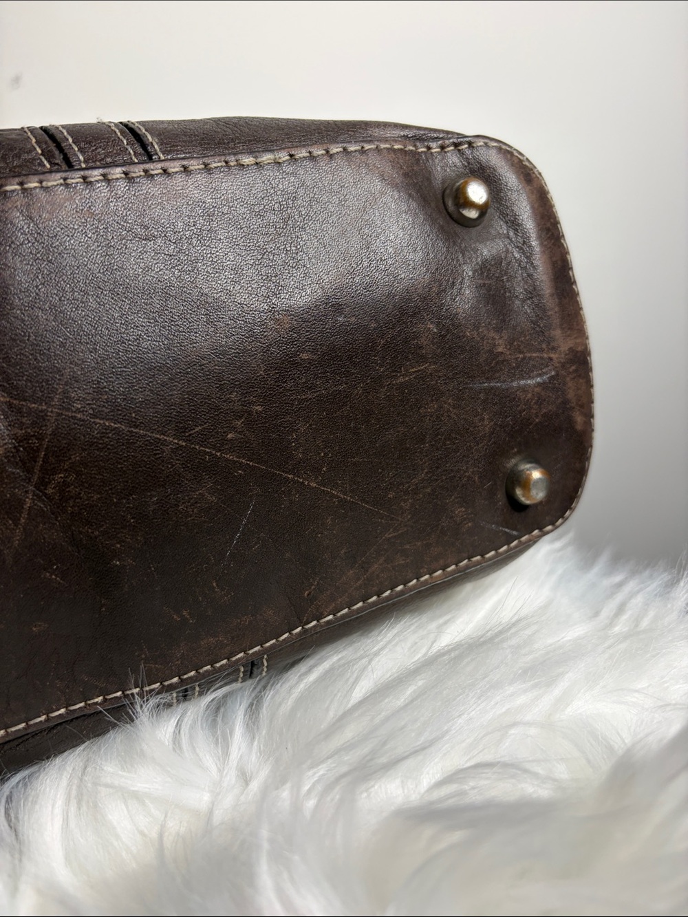 Danier Dark Brown Leather Satchel with Metal Logo Plate - Picture 11 of 16